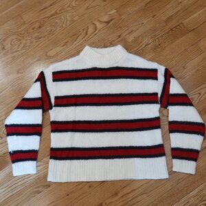 Rebecca Minkoff stripe sweater mohair white red patriotic cozy warm S oversize